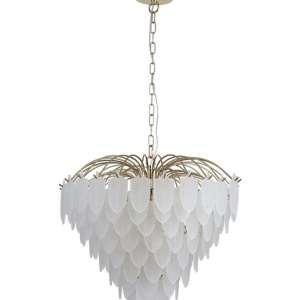 Candelabru alama lucios sticla mata Feather 6Lt 560215 universul-luminii.ro