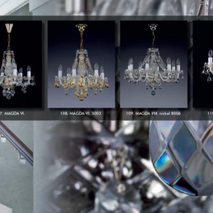 Candelabru cristal Bohemia 8 brate, diam. 56cm Magda VIII nickel 8006 CE - Img 4