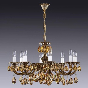 Candelabru Cristal Bohemia Exclusive 8 brate ALICE VIII. brass antique 8003 CE