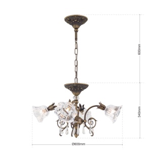 Candelabru cristal design lux LA BOHEME D-60cm 4L old patina 239445 universul-luminii.ro