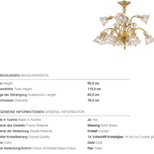 Candelabru cristal design lux LA BOHEME D-76cm 12L gold plated 239025 universul-luminii.ro