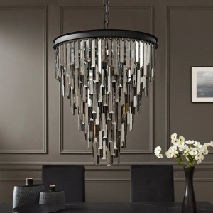 Candelabru CRYSTAL 50cm metal negru, cristale sticla - Img 5