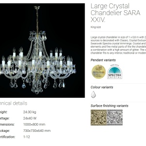 Candelabru cu 24 de brate Cristal Bohemia Exclusive SARA XXIV. CE 74675 universul-luminii.ro