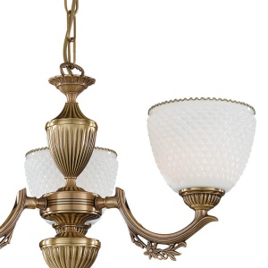 Candelabru cu 3 brate clasic design italian din alama si sticla 8651 RA-L. 8651/3 101755 universul-luminii.ro