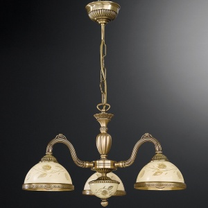 Candelabru cu 3 brate din alama cu sticla decorata design italian 6208 101655 universul-luminii.ro