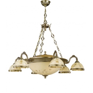 Candelabru cu 6 brate din alama cu sticla decorata design italian 6208