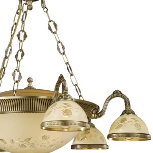 Candelabru cu 6 brate din alama cu sticla decorata design italian 6208 101705 universul-luminii.ro