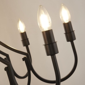 Candelabru cu 8 brate design rustic Lodge negru 139325 universul-luminii.ro