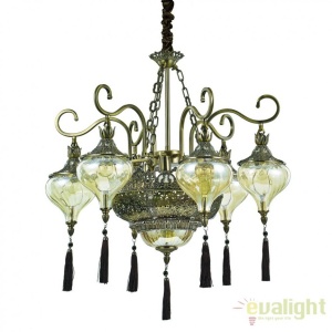 Candelabru LUX design clasic cu 6 brate, din alama finisaj antichizat, HAREM SP9 116006