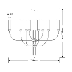 Candelabru modern realizat manual din alama Mussa 8L - Img 2
