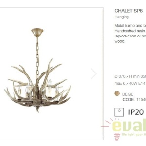Candelabru rustic cu brate in forma de coarne de cerb, fabricat manual, CHALET SP6 115498 50585 universul-luminii.ro