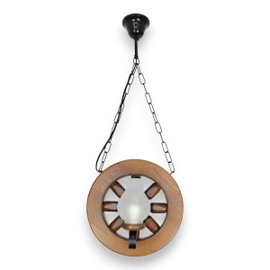 Candelabru rustic fabricat manual din lemn diam.30cm, 2 brate Roata WOOD-RO-SP2D30 178025 universul-luminii.ro
