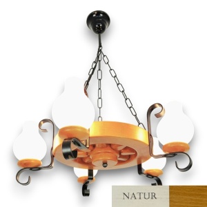 Candelabru rustic fabricat manual din lemn diam.30cm, 5 brate Roata WOOD-RO-SP5D30 178035 universul-luminii.ro
