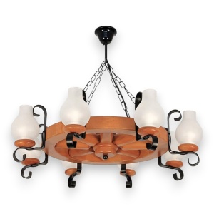 Candelabru rustic fabricat manual din lemn diam.50cm, 8 brate Roata WOOD-RO-SP8D50 577645 universul-luminii.ro