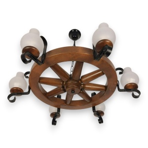 Candelabru rustic fabricat manual din lemn Roata 5L 227155 universul-luminii.ro