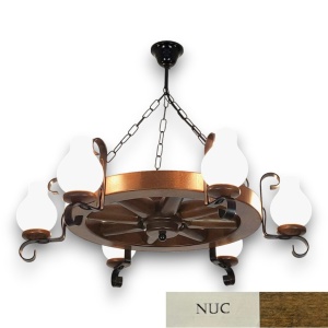 Candelabru rustic fabricat manual din lemn Roata 6L 183245 universul-luminii.ro