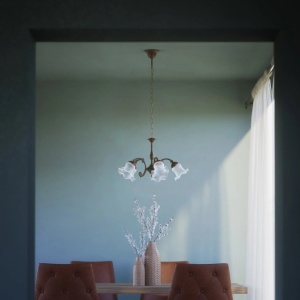 Candelabru stil clasic italian din alama si sticla Ricciolo - Img 5