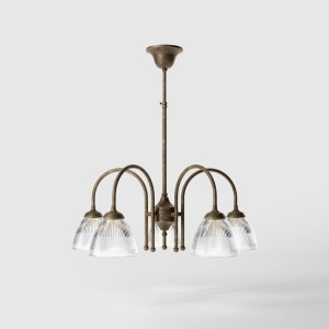 Candelabru stil neoclasic din alama si sticla Elide - Img 2