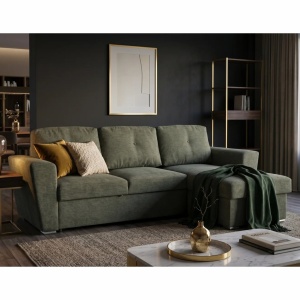 Coltar extensibil, material texturat verde, APARTMENT 245cm