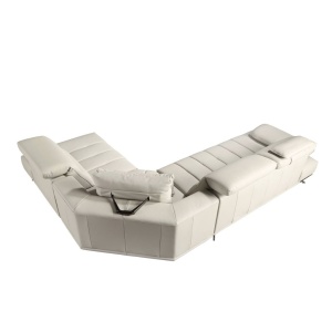 Coltar LUX design italian cu sezlong dreapta Cowhide gri deschis - Img 2