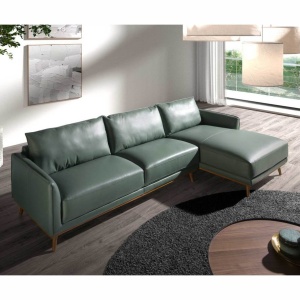 Coltar LUX design italian cu sezlong dreapta Cowhide verde