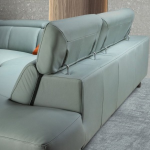 Coltar LUX design italian cu sezlong dreapta si functia relax Cowhide verde turcoaz - Img 6