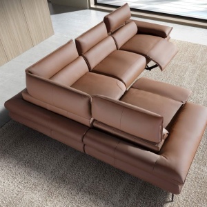 Coltar LUX design italian modular cu functia relax Cowhide Maro - Img 8