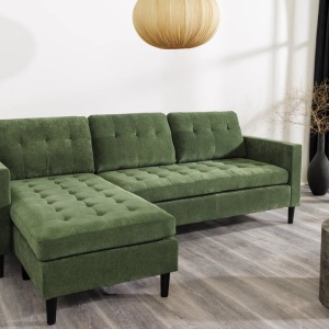 Coltar modern, Catifea raiata, Verde, STOCKHOLM 220cm - Img 4