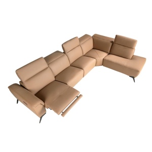 Coltar modular LUX design italian cu sezlong dreapta Piele Naturala, Brown - Img 3