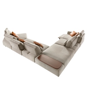 Coltar modular LUX design italian cu sezlong stanga Velvet sand - Img 2