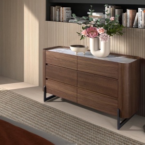 Comoda 6 sertare deosebita design LUX Walnut-Marble - Img 4