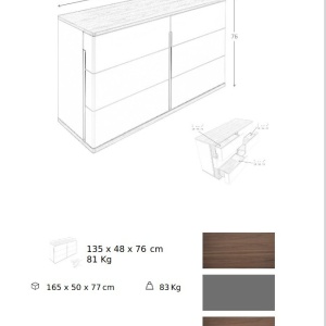 Comoda cu 6 sertare furnir din lemn de nuc si MDF lacuit, Anna - Img 3