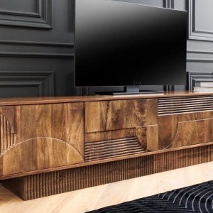 Comoda TV cu model optic 3D, Lemn mahon maro, ART DECO 200cm - Img 7