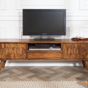 Comoda TV din lemn Mystic Living 140cm Sheesham - Img 5