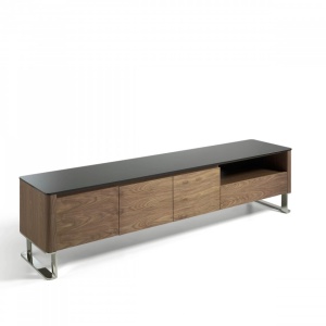 Comoda TV eleganta design LUX Walnut/Black AC-191-F