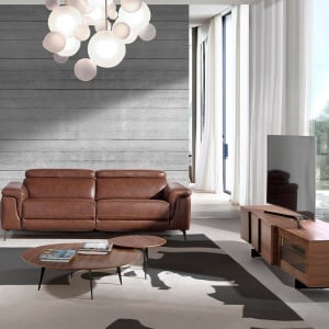 Comoda TV moderna cu design original si iluminat LED Wood - Img 7