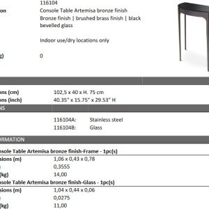 Consola eleganta design LUX Artemisa, bronz 116104 HZ - Img 5