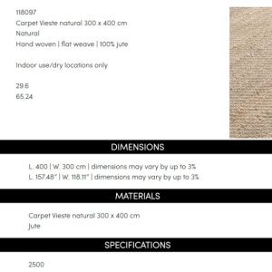 Covor design LUX tesut manual din iuta Vieste 300x400cm - Img 4