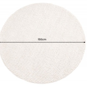 Covor rotund realizat manual Wool 150cm, bej - Img 2