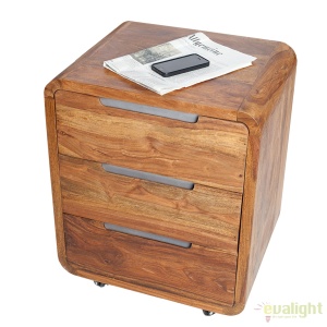 Dulap cu sertare si role, colturi rotunjite din lemn de trandafir Goa 60cm A-35896 VC - Img 2