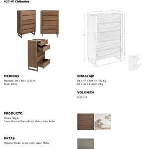 Dulapior 5 sertare deosebit design LUX Walnut-Marble - Img 11