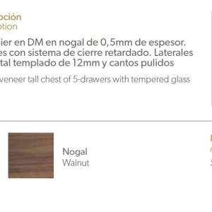 Dulapior elegant cu 5 sertare, design deosebit Aurore AC-CP1803-A-NOGAL - Img 5