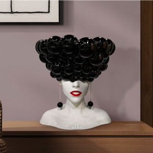 Figurina decorativa, Bust femeie alb cu negru Bubble Head