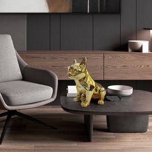 Figurina decorativa caine Bulldog auriu - Img 2