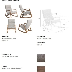 Fotoliu balansoar stil avangardist Rocking Chair gri - Img 6