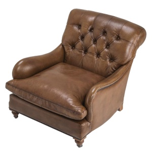 Fotoliu clasic design LUX Caledonian piele tobacco - Img 3