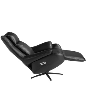 Fotoliu design LUX cu functia relax Cowhide Black leather - Img 4