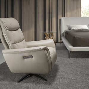 Fotoliu design LUX cu functia relax Cowhide Grey leather - Img 4