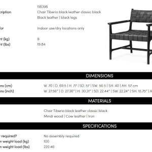 Fotoliu design LUX, Piele clasica neagra, Lemn, Tiberio - Img 8