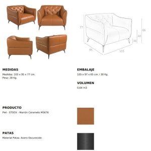 Fotoliu din piele naturala capitonata Cowhide leather brown - Img 11